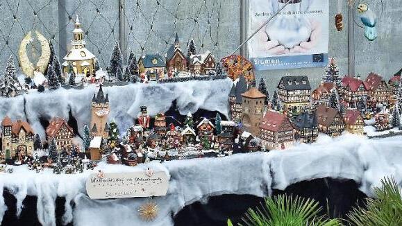 Auf einer Fl&auml;che von sechs mal 1,20 Metern pr&auml;sentiert sich das Winterdorf von Martina Wolff aus Steinsfeld. Jahr f&uuml;r Jahr kommen weitere Figuren, H&auml;uschen und Szenen dazu.  Fotos: Ulrike Langer