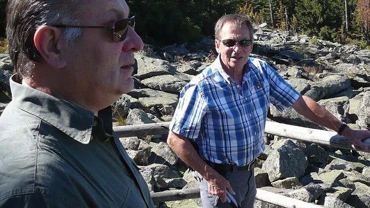 Edgar Eckert über dem "steinernen Wasserfall" am großen Haberstein.