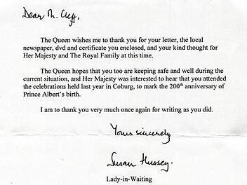 Das Schreiben aus Windsor Castle hat eine Hofdame der Queen unterzeichnet.