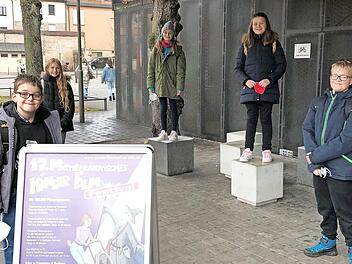 Die Schn&uuml;ffelnasen, von links: Ben, Karolina, Lilly, Tami, Timo. Sie wurden beim 17. mittelfr&auml;nkischen Filmfestival geehrt.