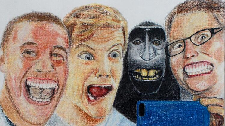 "Selfie Narzissmus" hat Hermann Hacker seine Zeichnung genannt, die in der "Lach-Art"-Ausstellung zu sehen sein wird.Repro: Kulturinitiative