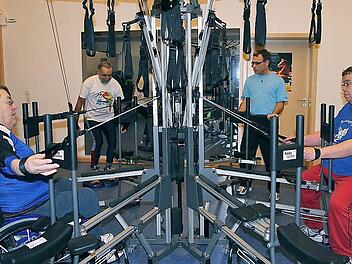 Am Gerät (von links): Winfried Schmitt, Alfred Ruppert, Michael Hannawacker und Karl-Heinz Ludwig  Fotos: Gerd Schaar