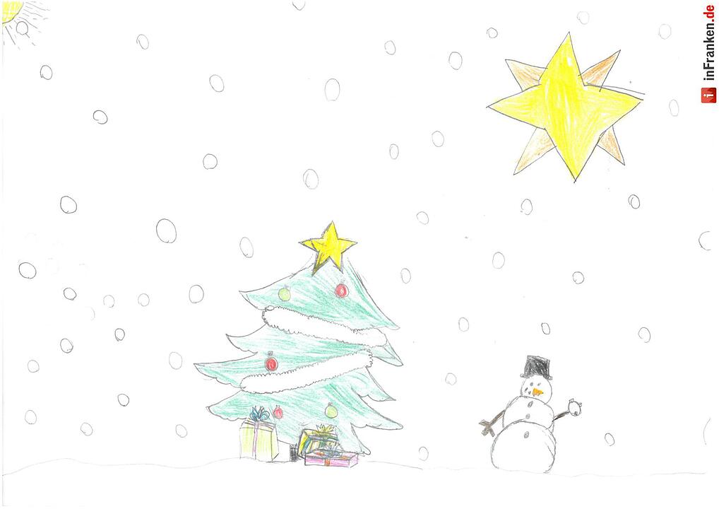 Selbstgemalte Weihnachtsbilder von Kindern aus Franken 2016