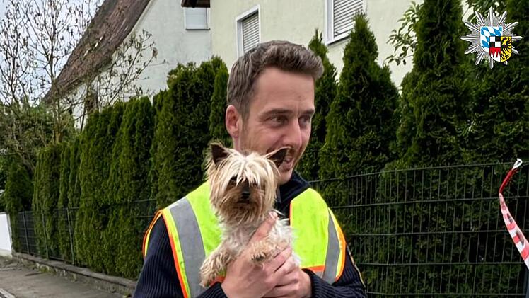 Neben brennendem Paketauto: Polizist rettet kleinen Hund