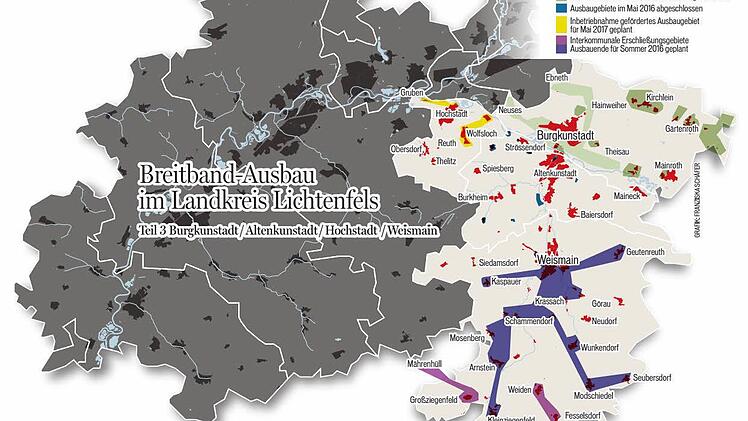 Übersicht über den Breitband-Ausbau im Raum Burgkunstadt-Altenkunstadt-Hochstadt-Weismain.