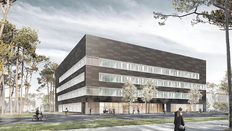 So soll der Forschungsneubau "Interdisziplinäres Zentrum für Nanostrukturierte Filme (IZNF)" der FAU aussehen.  Animation: Doranth Post Architekten