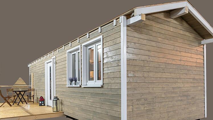 So wird das fertige Tinyhaus mit Terrassenvorbau aussehen. Foto: PR