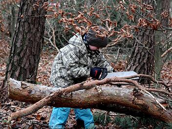 Nach einer Einweisung durften die Kinder mit der Säge arbeiten.Richard Sänger