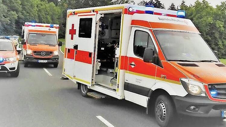 Rettungskräfte an einem Einsatzort im Kreis Haßberge Fotos: BRK Haßberge