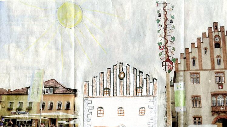Konrad Albert liefert die fantasievollste Zeichnung: Ein Bocksbeutel-Haus  Foto: Repro