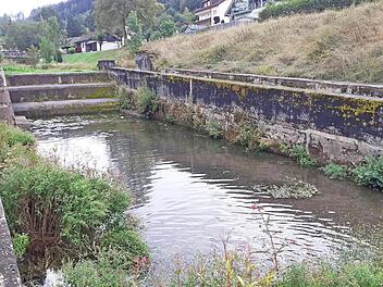 Die Untere Schleuse mit Sohlschwellen und Floßgasse in Wallenfels  Foto: Franz Behrschmidt