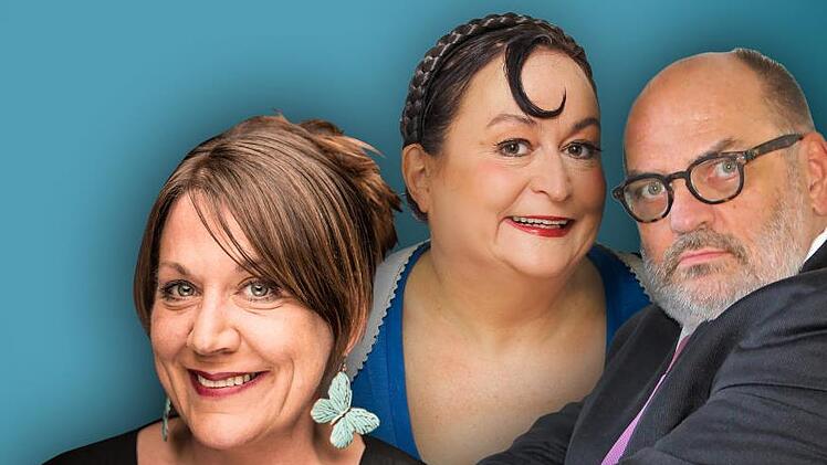 Redaktionsleiterin Susanne Will, Kabarettistin Lizzy Aumeier und Kritiker Tom Ahnert testen die Politiker am Mittwoch, 13. September, in der Stangenrother Rhönfesthalle auf Herz und Nieren.  Fotos: Michael Schober, Benedikt Borst, privat