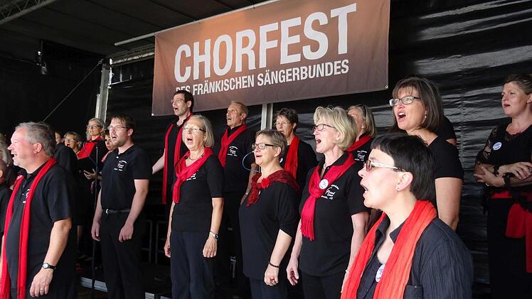 Impressionen vom Chorfest Coburg: Liedertafel Staffelstein auf dem Markt.Foto: Jochen Berger
