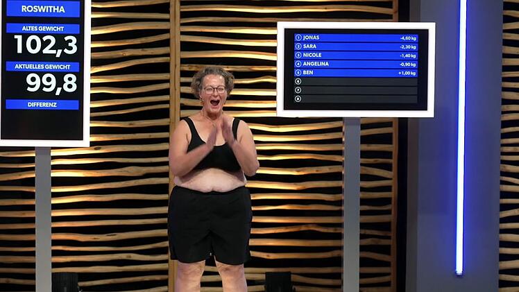 "Harte Arbeit macht sich bezahlt". Roswitha zeigte auf der Wwaage mit minus 2,5 Kilogramm das beste Ergebnis aller Frauen.