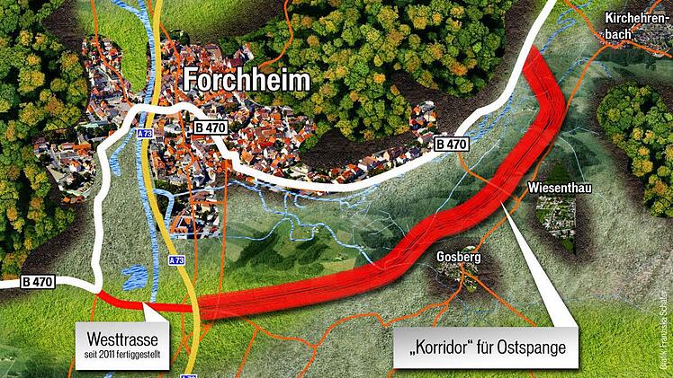 So könnte der Korridor der geplanten Ostspange der Südumgehung ausschauen. Grafik: Franziska Schäfer