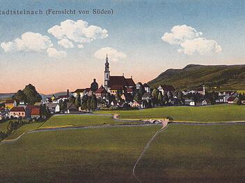 Ein Aquarell von Simon Köstner diente um 1910 als Vorlage für Ansichtskarten, die in der gesamten Welt Werbung für Stadtsteinach machten. Reproduktion: Siegfried Sesselmann