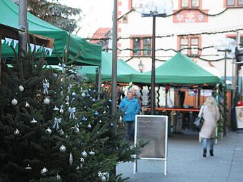 Der Bad Kissinger Weihnachtsmarkt ist am Donnerstagnachmittag so gut wie startklar.  Foto: Anj aGreiner