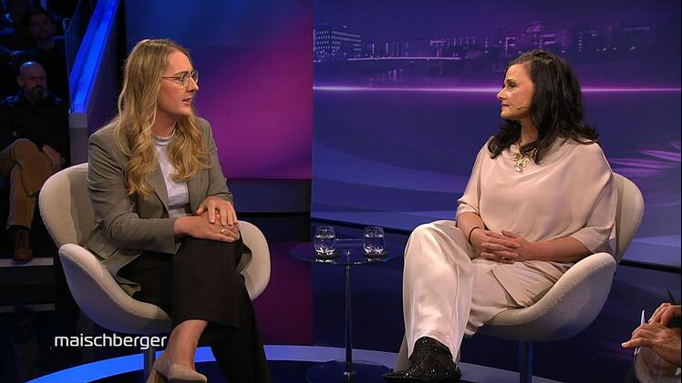 Katharina Dröge (links) diskutierte bei "Maischberger" im Ersten mit Gitta Connemann.