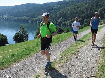 Am Millstätter See in Kärnten macht Laufen gleich doppelt Spaß. Von links: Ralf Rosin, Rudi Riedl und Harald Fischer. Fotos: Jochen Brosig (3), privat (2)