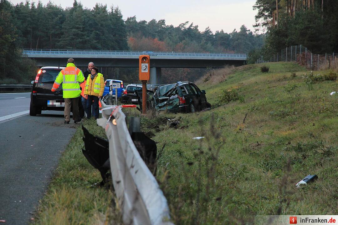 Kollision auf A73 bei Bamberg- Fahrer schwer verletzt