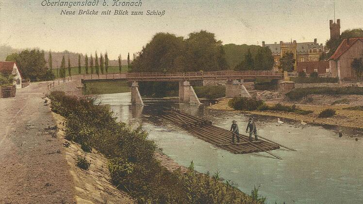 Historische Aufnahme vom Schloss mit der neuen Rodachbrücke.