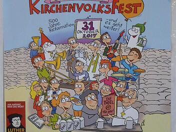 Mit diesem Plakat wird zum ökumenischen Volksfest eingeladen. Repro: Paul Pöhlmann