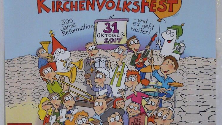 Mit diesem Plakat wird zum ökumenischen Volksfest eingeladen. Repro: Paul Pöhlmann