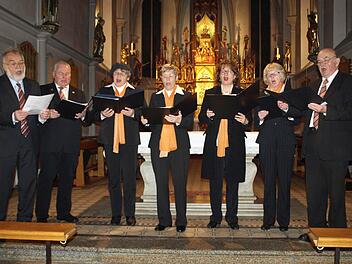 Ein voller Erfolg wurde das Debüt der neugegründeten Schola. Von links Walter Schmittdorsch, Georg Sesselmann, Katharina Deuerling, Claudia Völk, Michaela Mattes, Gabi Bienlein und Walter Klose. Fotos: Susanne Deuerling