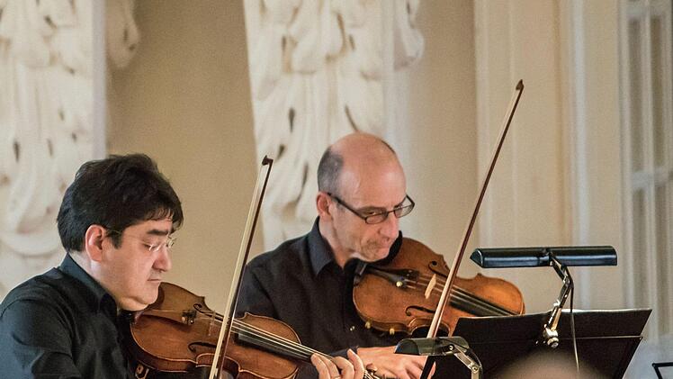 Unter dem Motto "Von der Wiener Klassik zum Wiener Walzer" stand das Abschlusskonzert der Coburger Johann Strauss Musiktage mit dem Bamberger Streichquartett im Riesensaal der Ehrenburg.Foto: Jochen Berger