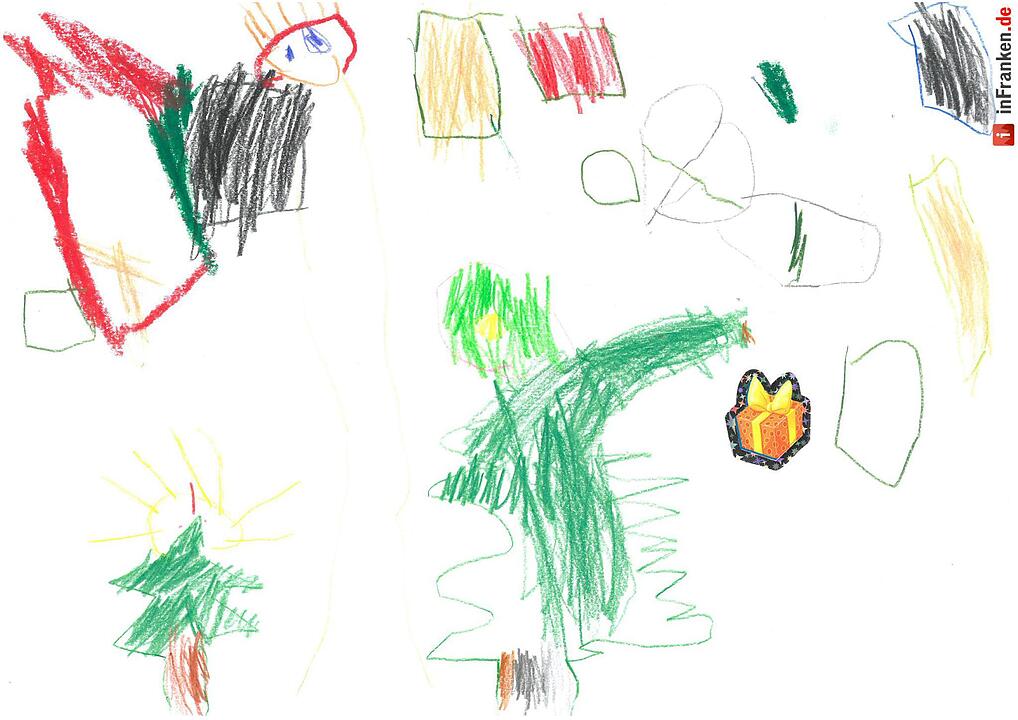 Selbstgemalte Weihnachtsbilder von Kindern aus Franken 2016