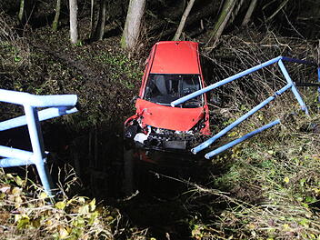 Medizinischer Notfall: Auto durchbricht Geländer und fährt in Fluss Autounfal