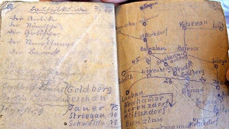 Mit solchen Zeichnungen über die Verschleppung bereitete sich Martin Welz auf die Heimreise vor. Er sollte Jahre darauf warten müssen. Fotos/Repros: Ralf Kestel