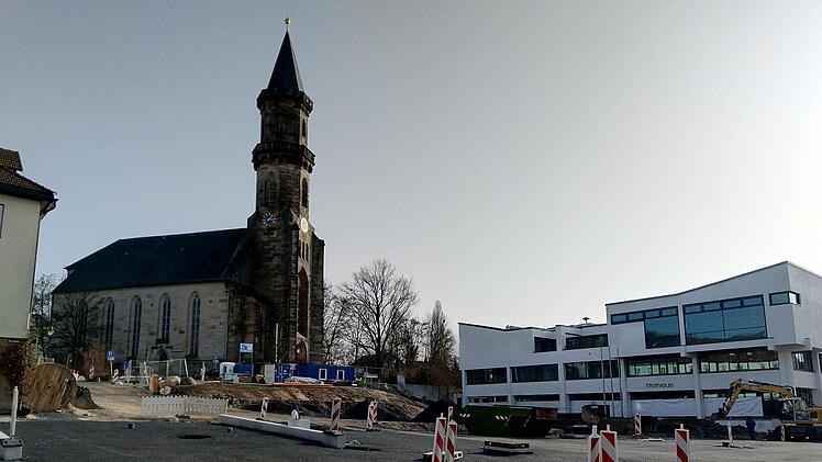 Blick auf die Baustelle Marktplatz vom Steinweg aus...