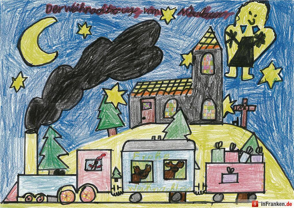 Selbstgemalte Weihnachtsbilder von Kindern aus Franken 2016