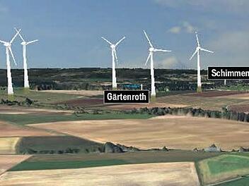 Fünf Windräder sollen im Windpark Hain-Ost gebaut werden. Die so genannte Zuwegung ist von Gärtenroth und Flurholz zum Spitzberg und zum Reinberg geplant. Grafik: Archiv