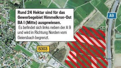 Auf der gekennzeichneten Fl&auml;che k&ouml;nnte das Gewerbegebiet entstehen.