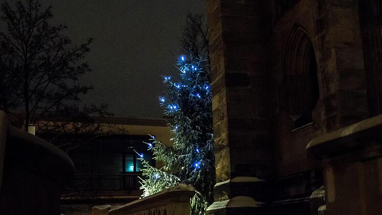 Coburger Winter-Impressionen: Weihnachtsbaum vor St. AugustinFoto: Jochen Berger