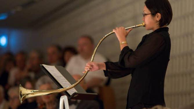 Stierhornbläserin für Hundings Horn Foto: Michael Trippel/KKL Luzern