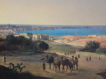 Die Vedutenmalerei ist typisch für Carl Theodor von Buseck: Große Stadtansichten mit signifikanten Gebäuden und Figurenstaffagen im Vordergrund - hier Alexandria.  Repos: Matthias Einwag