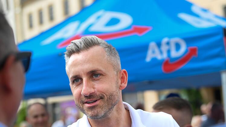 AfD-Spitzenkandidat Siegmund im Wahlkampf in Wittenberg