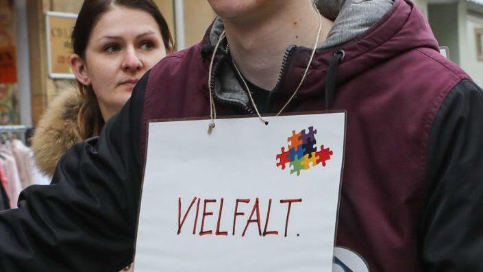 Demonstration in Bamberg am Internationalen Tag gegen Rassismus. Foto: Barbara Herbst