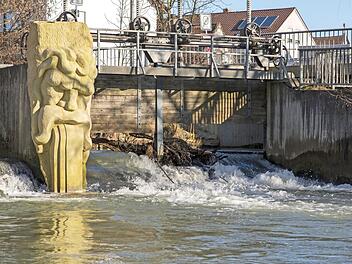 Eine Kunstradtour führt zu markanten Bildhauerarbeiten - wie hier am Wehr in Gundelsheim,  Foto: Thomas Ochs