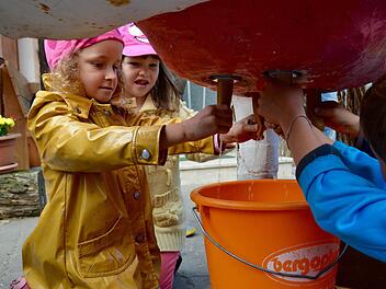 Im Anschluss an die Erkundungstour dürfen die Kinder auch melken. Hier ist Magdalena dabei. Foto: Kathrin Kupka-Hahn