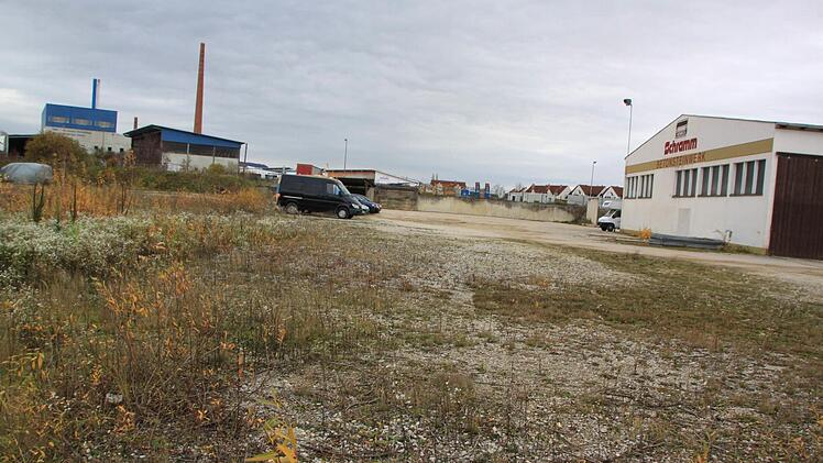 Auf diesem Gelände an der Oberauer Straße möchte der Bauunternehmer Martin Schramm eine Asylbewerberunterkunft bauen. Der Staffelsteiner Stadtrat hatte das Vorhaben im Dezember 2014 vor allem wegen immissionsschutzrechtlichen Gründen abgelehnt, weil das Holzhackschnitzel-Kraftwerk (im Bild links) zu nahe liegt. Foto: Matthias Einwag