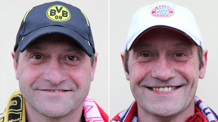 Zwei Zwillinge, zwei Vereine: Geo (links) steht auf die Schwarz-Gelben, Stefan (rechts oben) ist vernarrt in die Bayern. Fotos: Michael Gründel