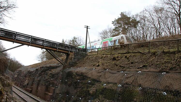 Oberhalb von Arnshausen wurden die Felshänge entlang der Bahnstrecke gesichert. Foto: Ralf Ruppert