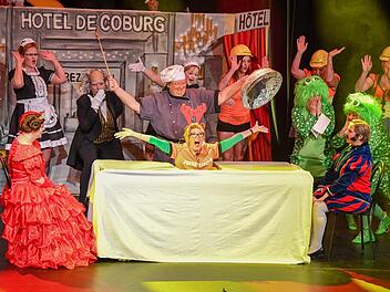 Prunksitzung 2020 der Coburger Narrhalla: Das Damenballett der Coburger Narrhalla zeigte die Show "Helden gesucht".Foto: Ronald Rinklef