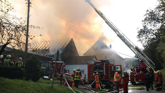 In Menchau bei Thurnau brannte ein Bauernhof lichterloh. Wohnhaus, Scheunen und St&auml;lle standen in Flammen. In den Ruinen wurden jetzt zwei Stiere geboren. Foto: Dagmar Besand