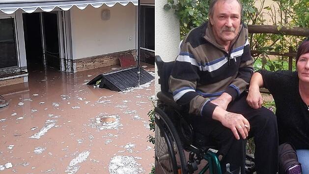 Starkregen in Wachenroth: Wohnung &uuml;berflutet - Tochter rettet Vater im Rollstuhl