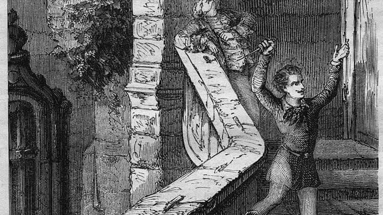 "Hier, Du Verräter des Vaterlandes" rief Carl Ludwig Sand und ermordete den Dichter August von Kotzebue.  Repro: Sutton Verlag